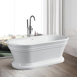 Versailles 59 in. Acrylic Flatbottom Freestanding Bathtub in White - Super Arbor