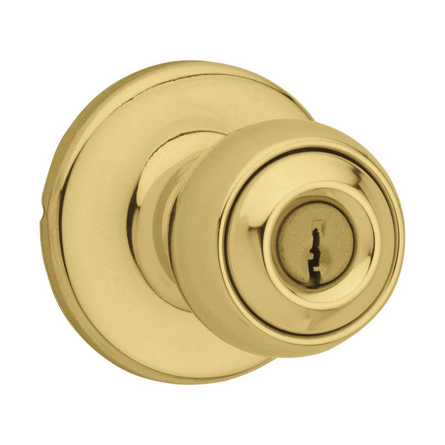 Kwikset Polo Polished Brass Keyed Entry Knob, ANSI/BHMA Grade 3, 1-3/4 in.