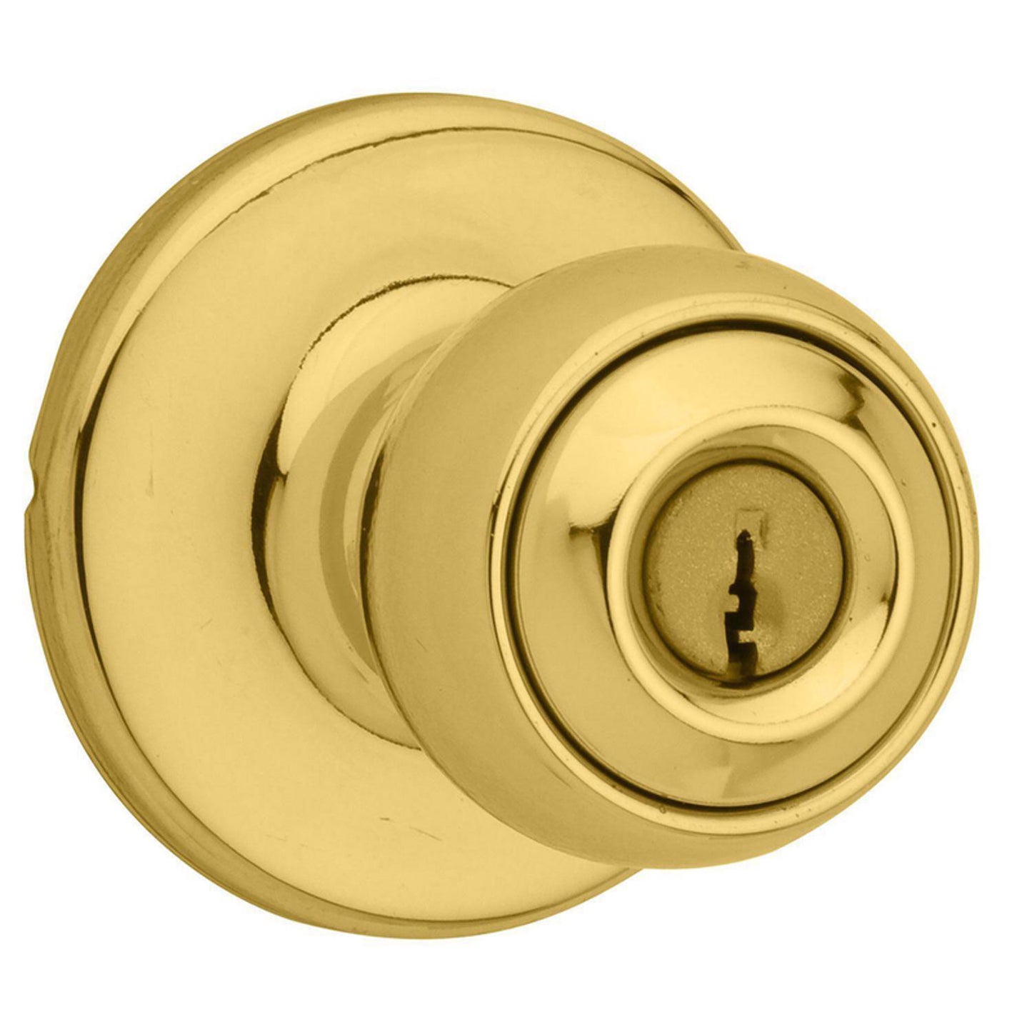 Kwikset Polo Polished Brass Keyed Entry Knob, ANSI/BHMA Grade 3, 1-3/4 in.