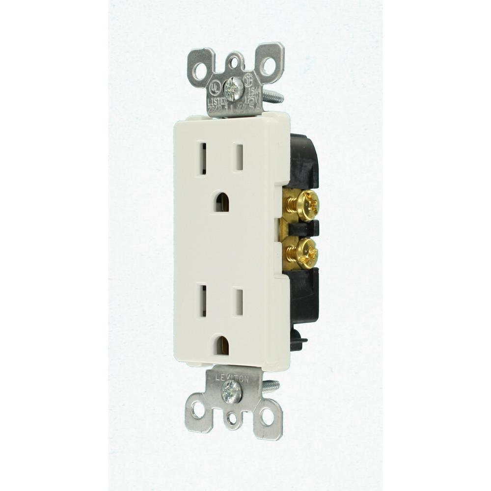 Decora 15 Amp Residential Grade Self Grounding Duplex Outlet, White - Super Arbor