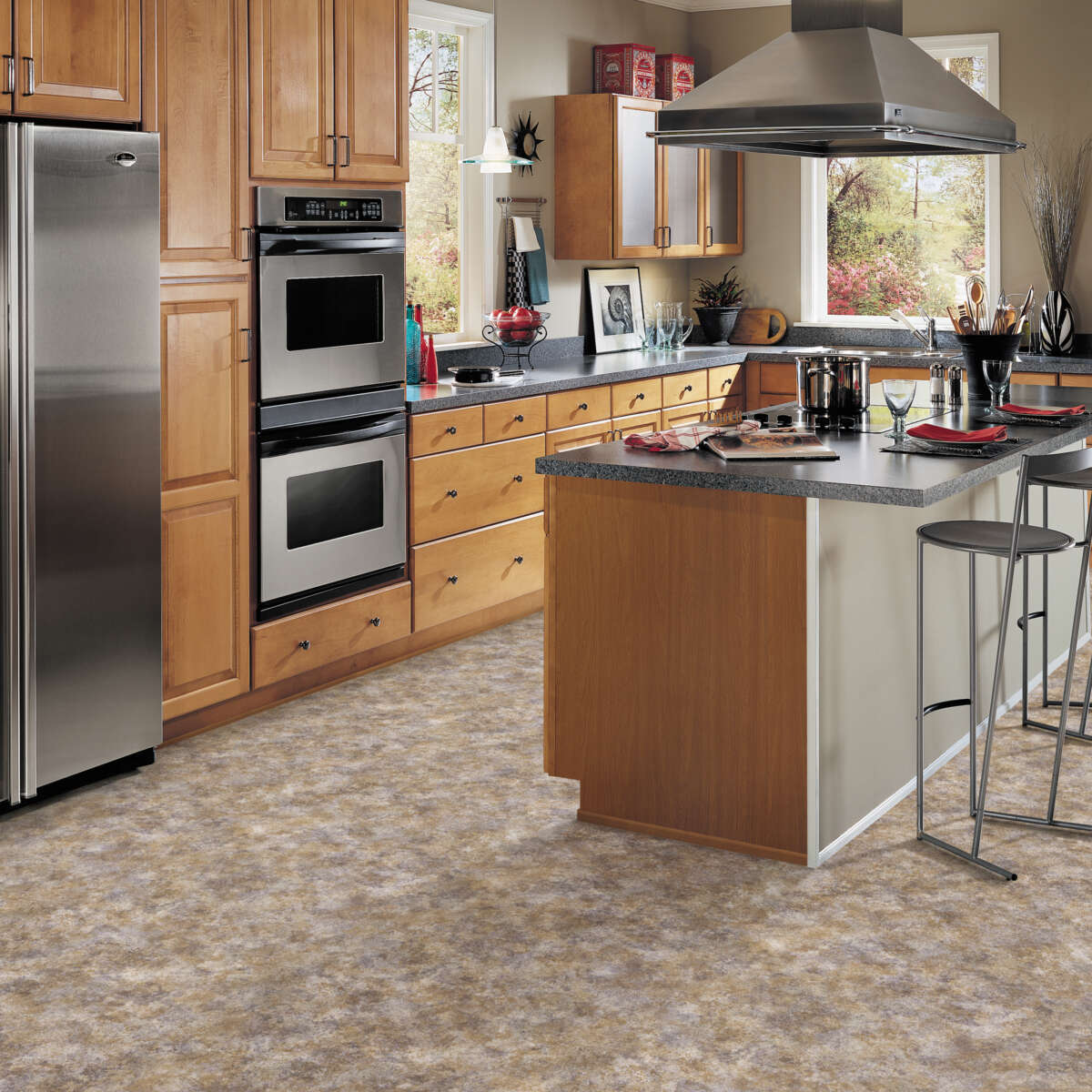 Congoleum AirStep Plus Satin Cloud 12-ft W x Cut-to-Length Blush Stone Look Low-Gloss Finish Sheet Vinyl