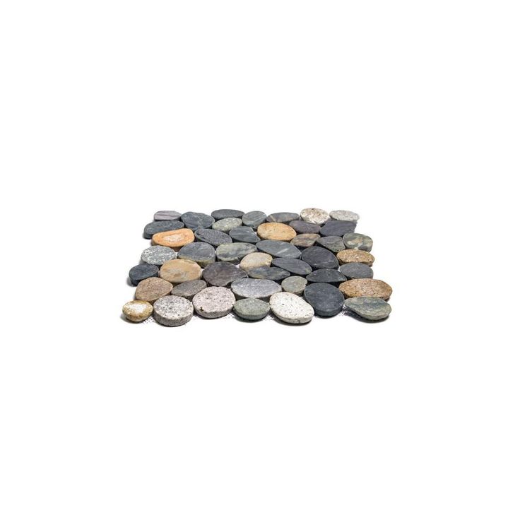 Cruz Bay Sliced Pebble Tile River Grey 11-1/2 in. x 11-1/2 in. x 9.5 mm Mesh-Mounted Mosaic Tile (10.12 sq. ft. / case)