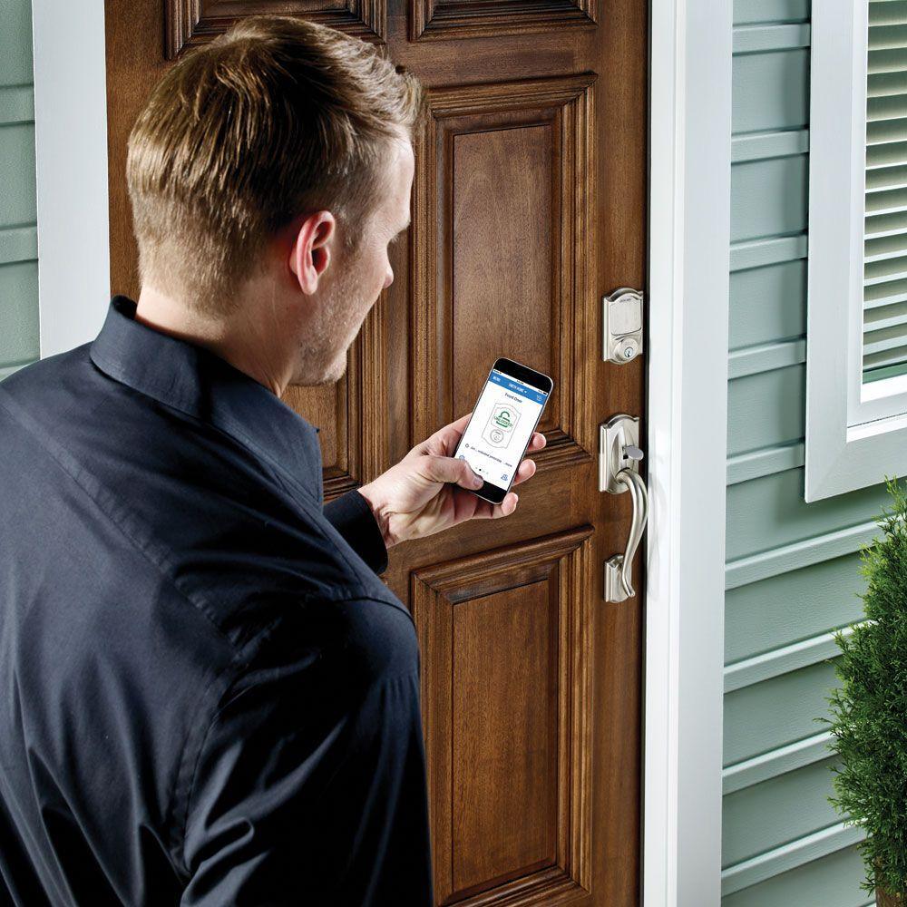 Sense Satin Nickel Camelot Trim Smart Deadbolt and Wi-fi Adapter Bundle - Super Arbor