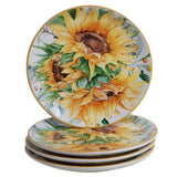 Sunflower Fields 16-Piece Seasonal Multicolored Earthenware Dinnerware Set (Service for 4)