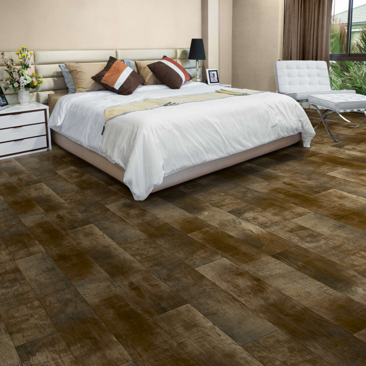 Congoleum AirStep Plus Topside Sheet Vinyl, 12‑ft Width, Cut‑to‑Length, Figurehead Wood Look, Low‑Gloss Finish