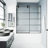 Elan 60 in. x 66 in. Frameless Sliding Tub Door in Matte Black and Clear Glass - Super Arbor