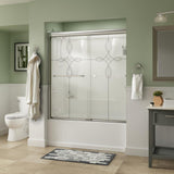 Everly 60 in. x 58-1/8 in. Traditional Semi-Frameless Sliding Bathtub Door in Bronze and 1/4 in. (6mm) Rain Glass - Super Arbor