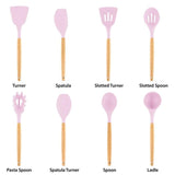 Pink Silicone and Wood Cooking Utensils (Set of 9)