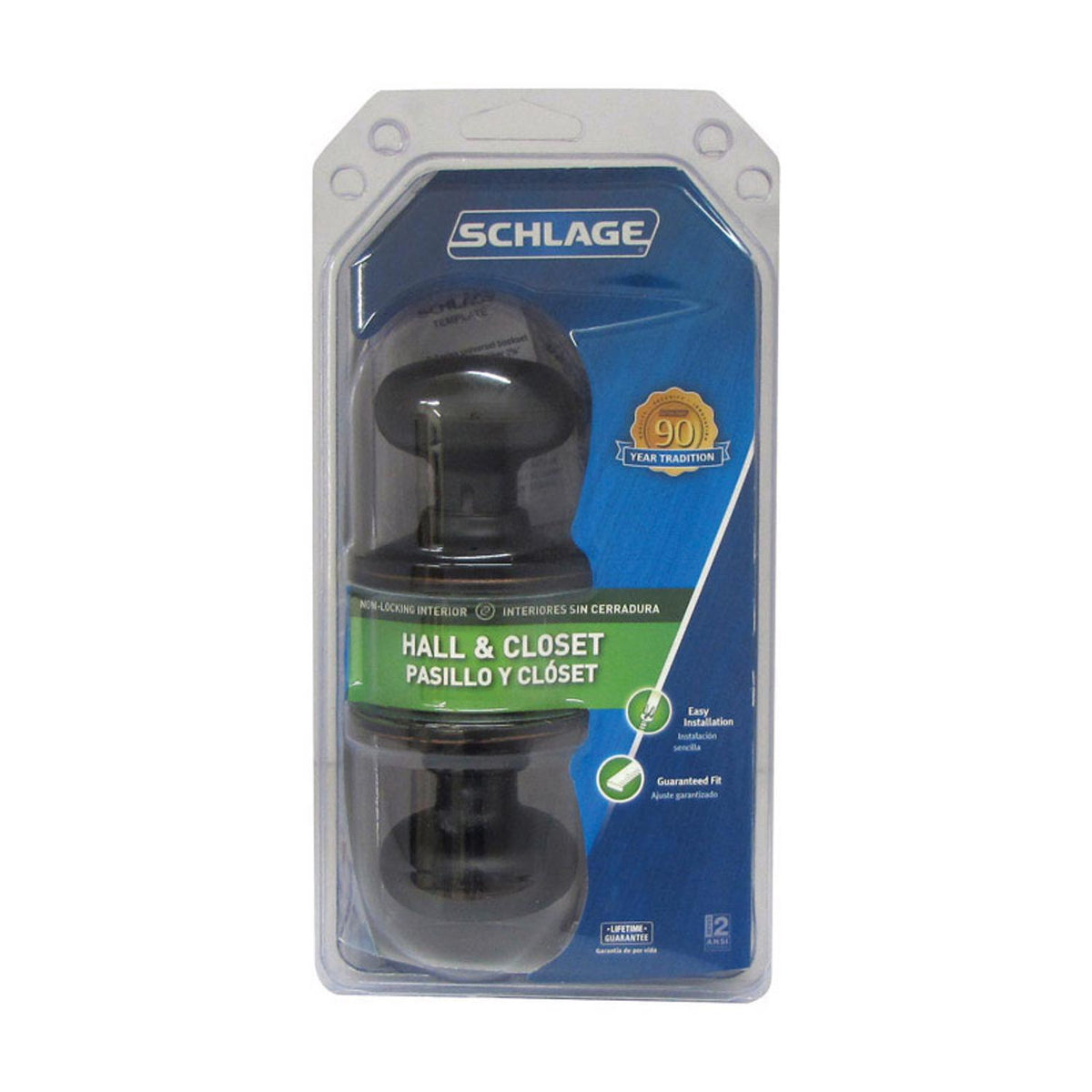 Schlage Plymouth Aged Bronze Passage Lockset, ANSI Grade 2, 1-3/4 in.