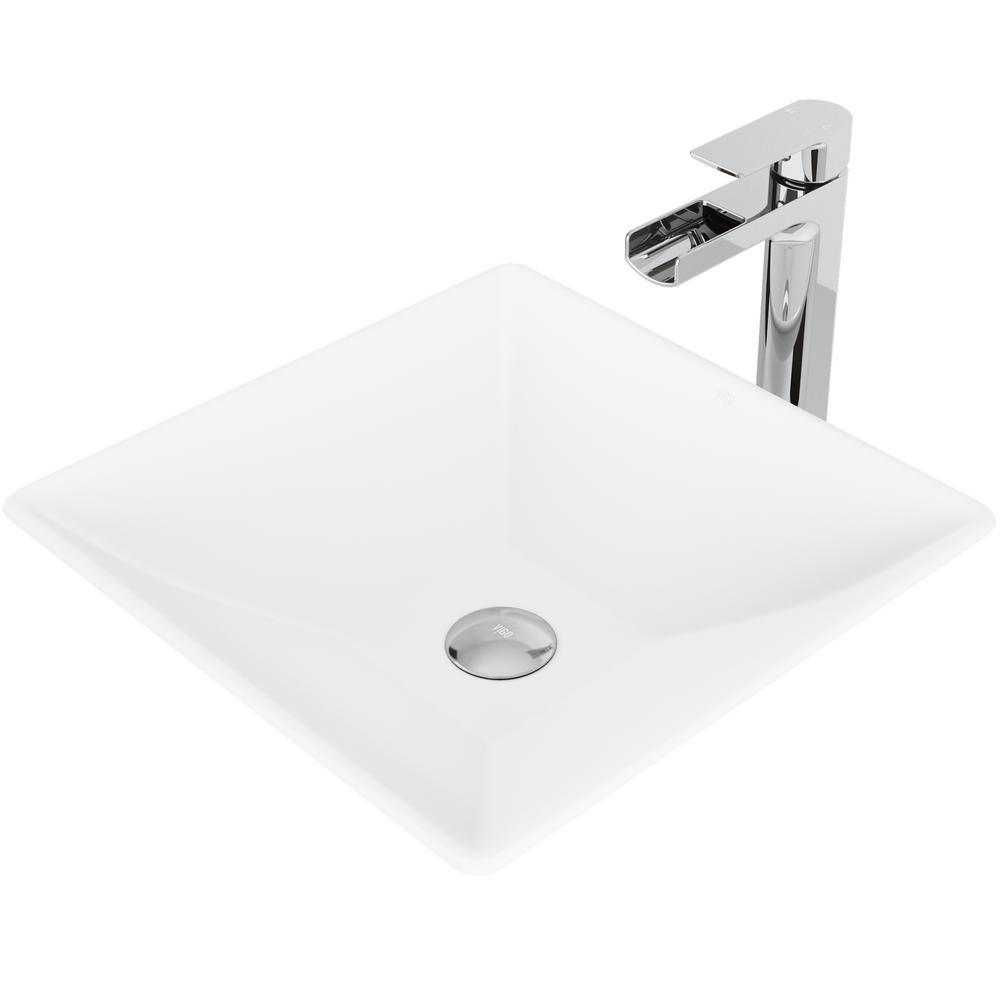 Hibiscus Matte Stone Vessel Bathroom Sink in White with Amada Faucet in Matte Gold - Super Arbor