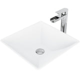 Hibiscus Matte Stone Vessel Bathroom Sink in White with Amada Faucet in Matte Gold - Super Arbor