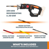 POWER SHARE 20-Volt Axis Cordless Reciprocating and Jig Saw (Tool Only) - Super Arbor