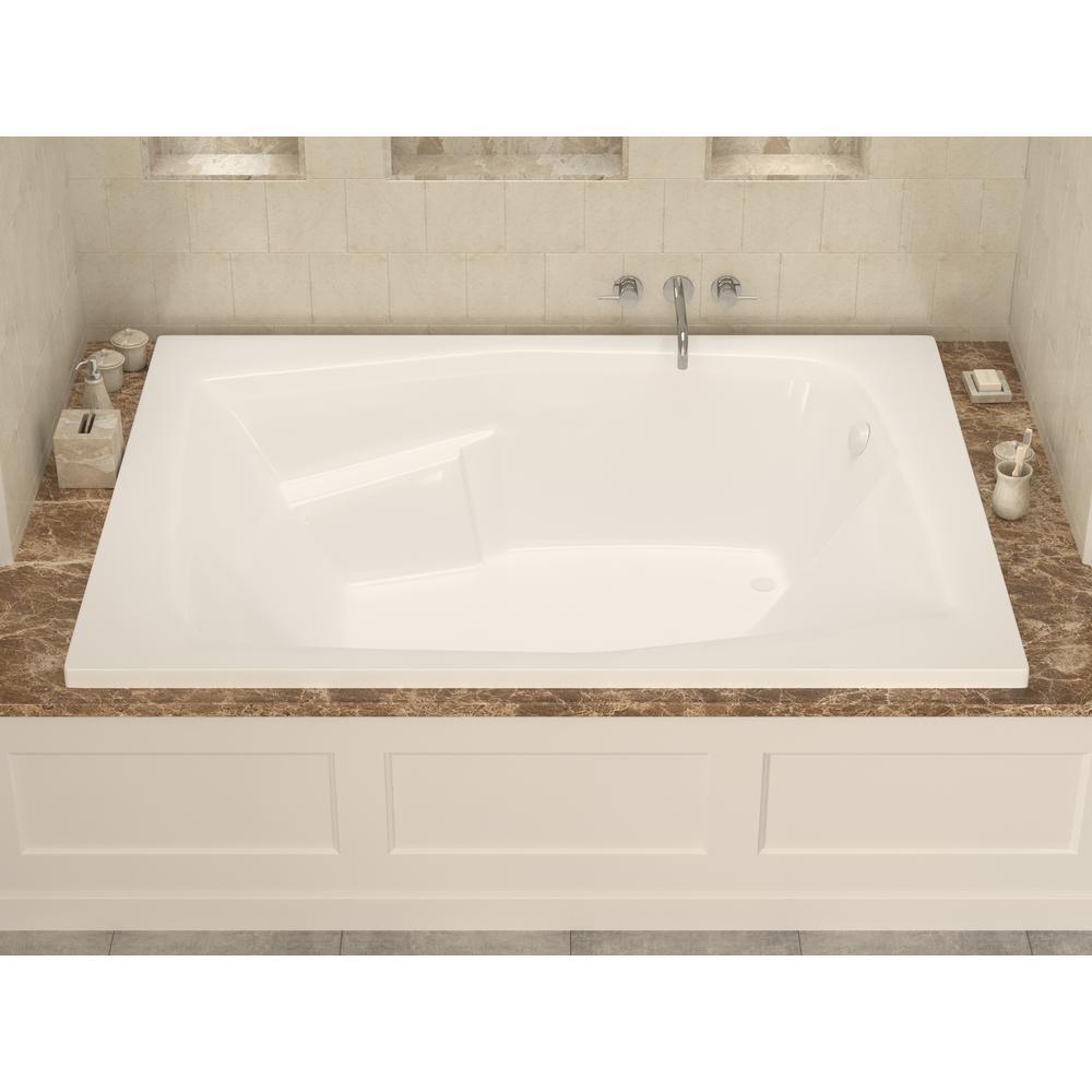 Amethyst 6 ft. Acrylic Center Drain Rectangular Drop-in Non-Whirlpool Bathtub in White - Super Arbor