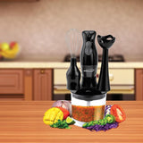 2-Speed Black Hand Mixer Blender and Food Processor with Balloon Whisk