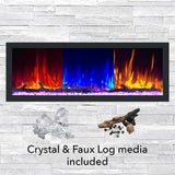 74 in. Cascade Flush-Mount LED Electric Fireplace in Black - Super Arbor