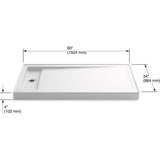 Bellwether 60 in. x 34 in. Single Threshold Shower Base in White - Super Arbor