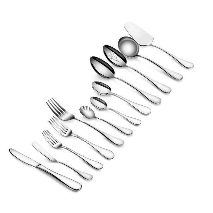 Rain 103-Piece 18/10 Stainless Steel Flatware Set Service for 12