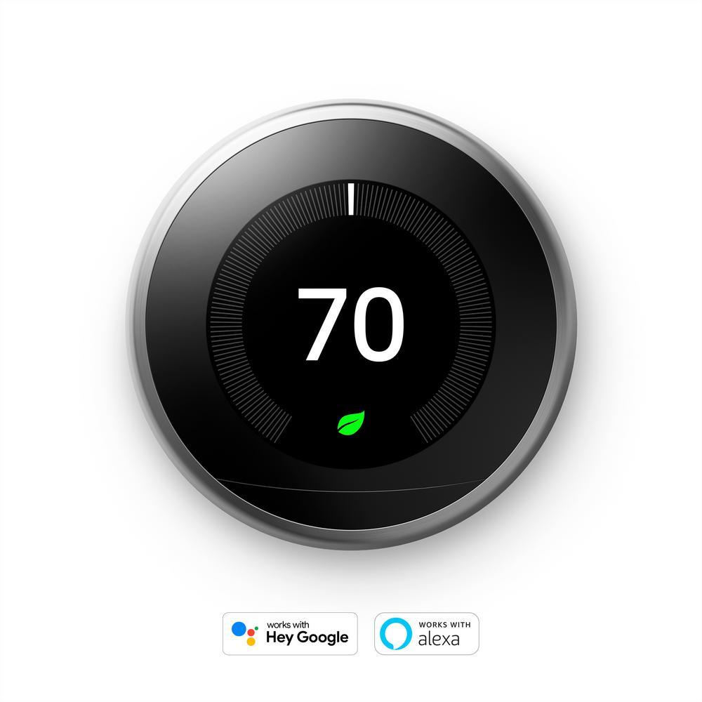 Nest Learning Thermostat 3rd Gen in Stainless Steel (2-Pack) - Super Arbor