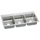 Lustertone Drop-In Stainless Steel 46 in. 3-Hole Triple Bowl Kitchen Sink - Super Arbor