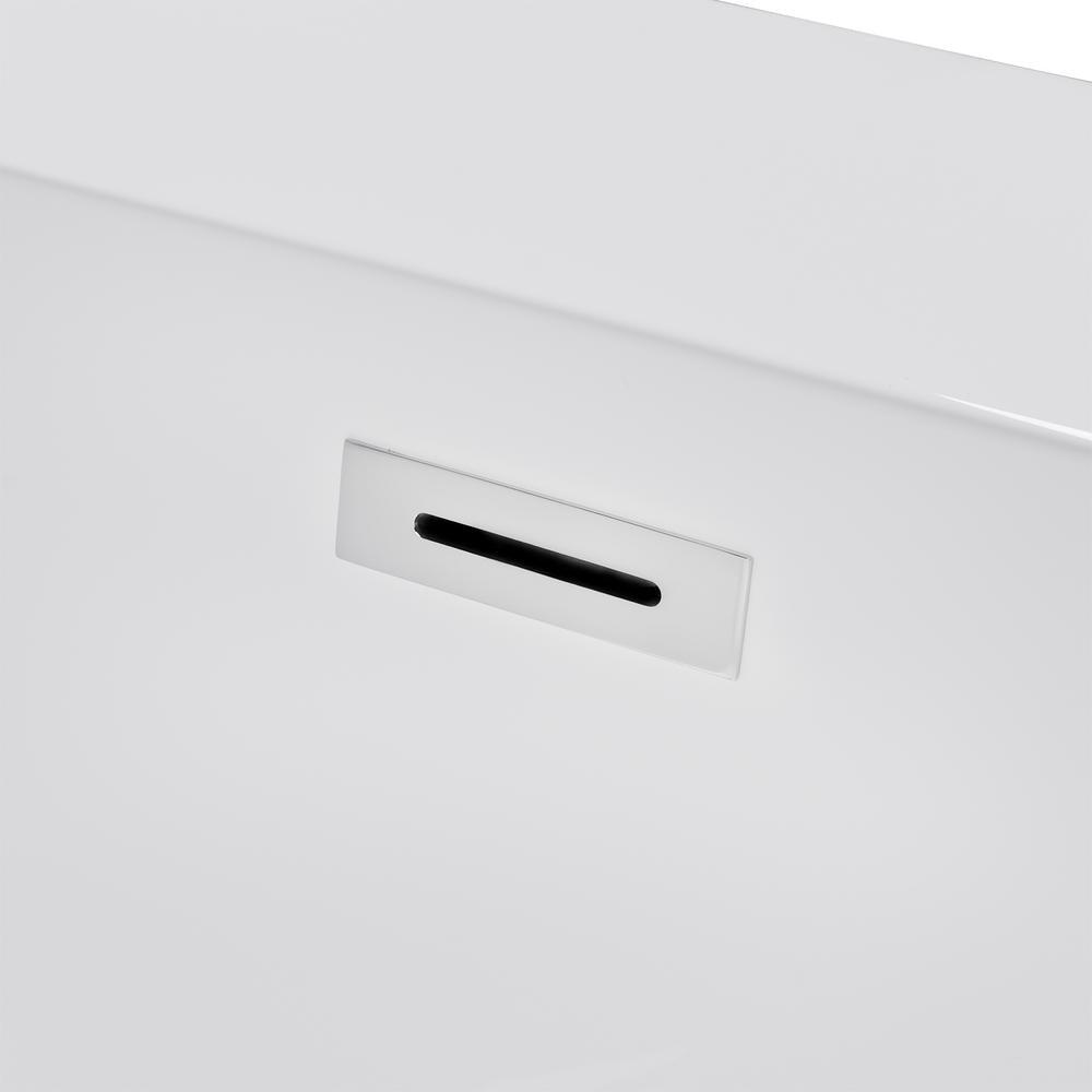 67 in. Acrylic Center Drain Rectangular Double Ended Flatbottom Freestanding Bathtub in Glossy White - Super Arbor