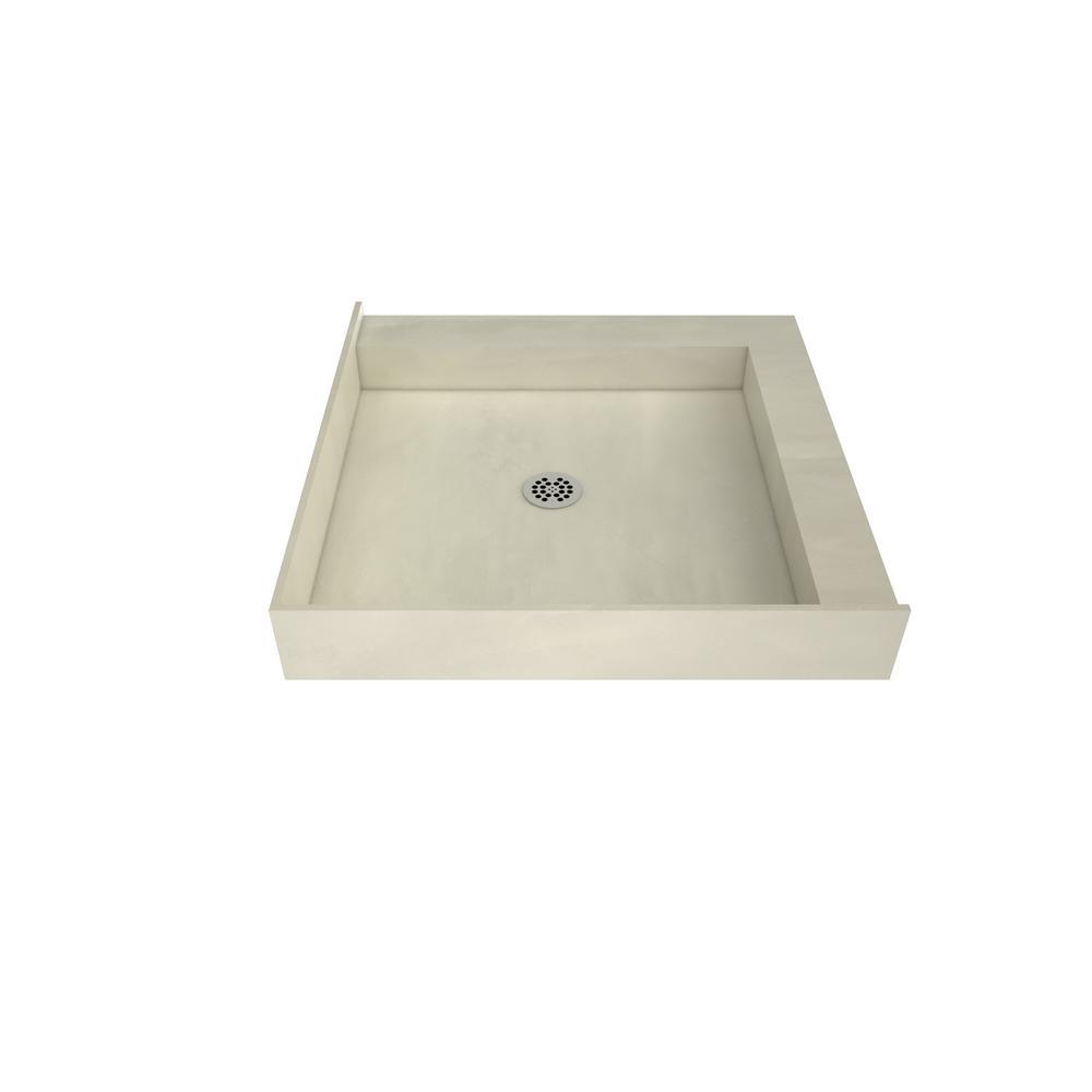 Redi Base 48 in. x 48 in. Double Threshold Shower Base with Center Drain and Polished Chrome Drain Plate - Super Arbor