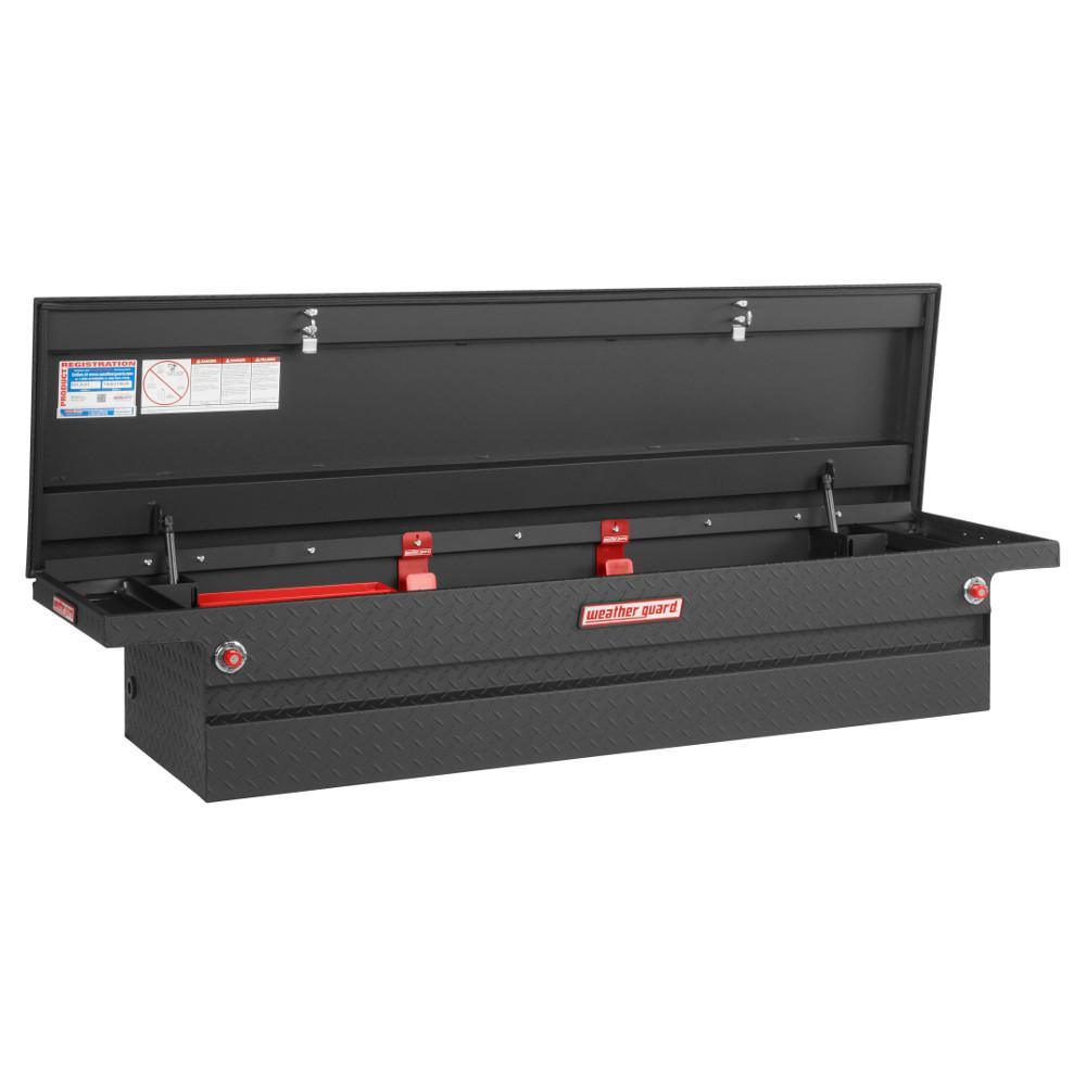 Weather Guard 71.5 in. Glossy Black Aluminum Full Size Crossbed Truck Tool Box - Super Arbor