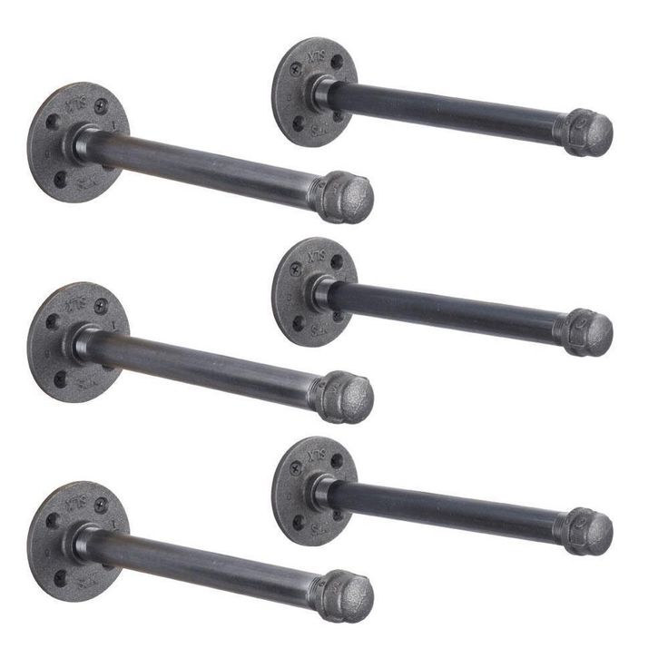 1/2 in. Black Pipe 10 in. L Wall Mounted Shelf Bracket Kit (6-Pack)