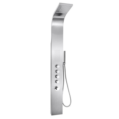 63 in. 2 Massage Spray Shower Panel System in Stainless Steel with Rainfall Shower Head and Shower Wand - Super Arbor