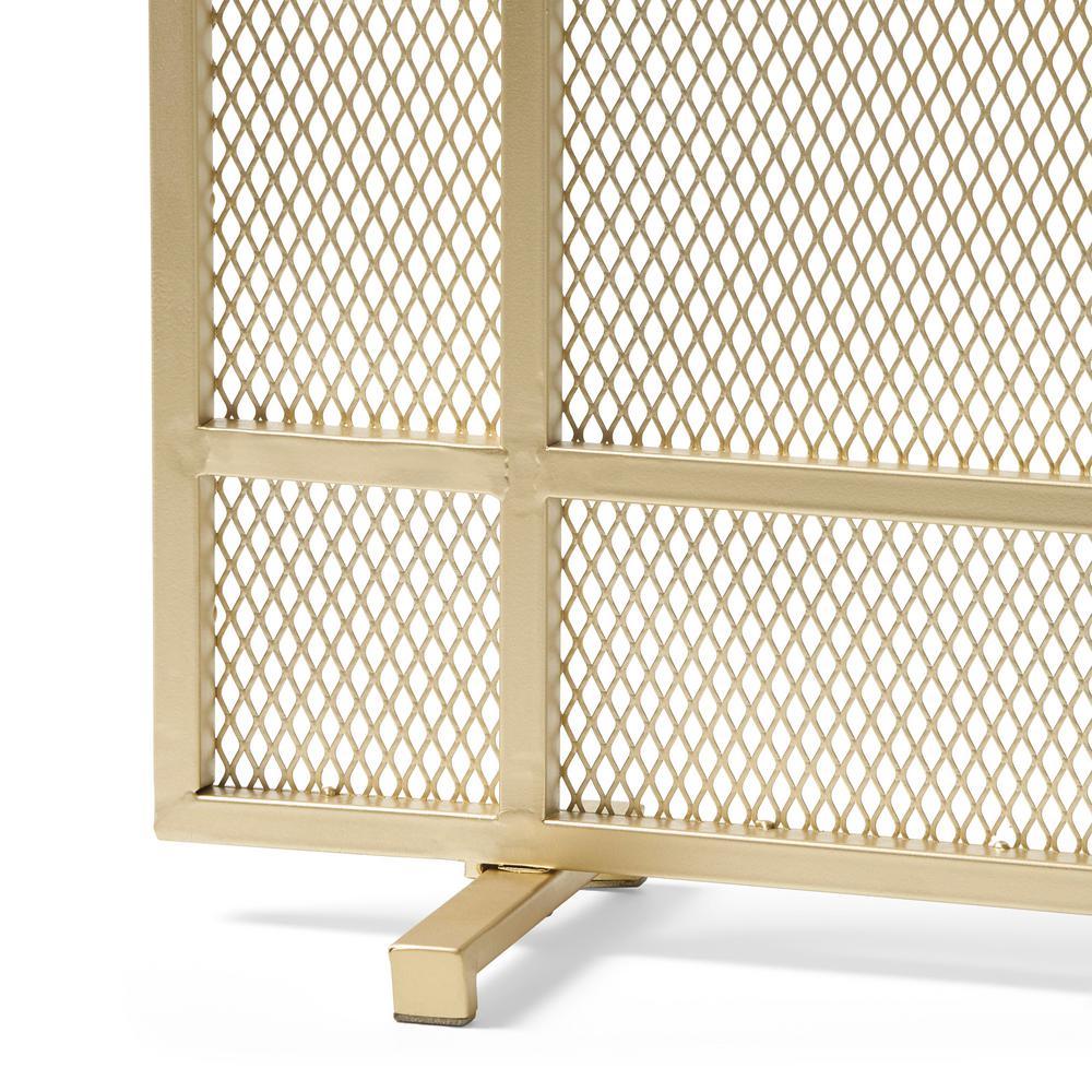 Cabarrus Modern Gold Single Panel Iron Fire Screen - Super Arbor