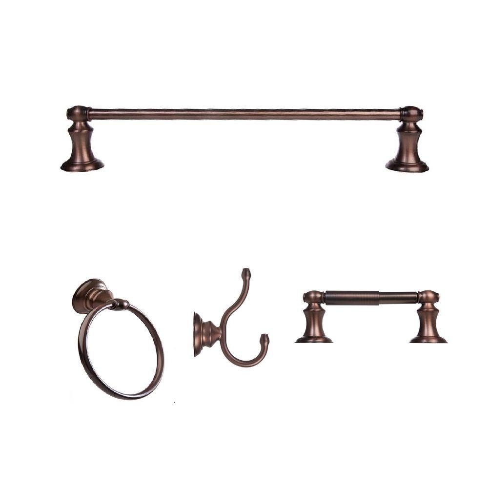 Highlander Collection 4-Piece Bathroom Hardware Kit in Satin Nickel - Super Arbor