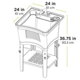 Ergo Tub Freestanding 24 in. x 24 in. Complete Laundry Work Center in White, with Non-Metallic Pull-Out Faucet in Chrome - Super Arbor