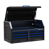 46 in. x 24 in. 6-Drawer Tool Top Chest with Power and USB Outlets in Black and Blue - Super Arbor