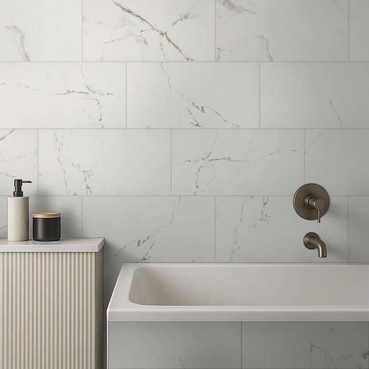 Carrara White 12 in. x 24 in. Matte Porcelain Stone Look Floor and Wall Tile (16 sq. ft./Case)