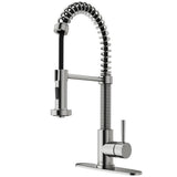 Edison Single-Handle Pull-Down Sprayer Kitchen Faucet with Deck Plate in Matte Black - Super Arbor