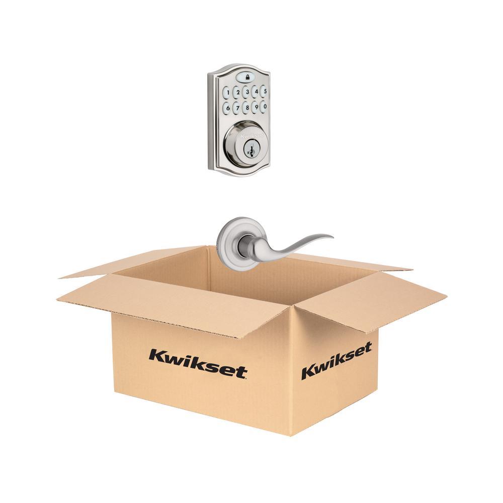 Z-Wave SmartCode Satin Nickel Single Cylinder Electronic Deadbolt featuring Tustin Hall/Closet Lever - Super Arbor