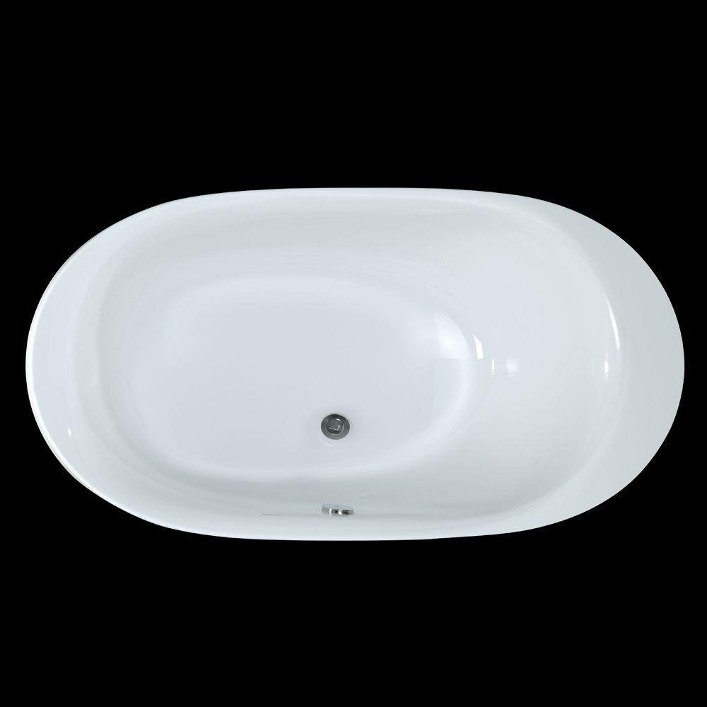 Logan 71 inches Center Drain Freestanding Bathtub in Glossy White - Super Arbor