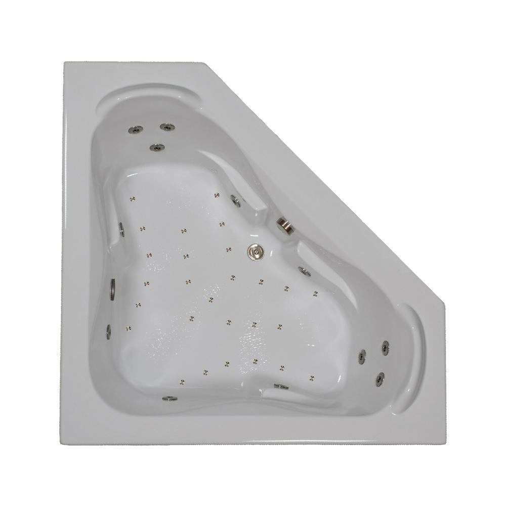 60 in. Corner Drop-in Air and Whirlpool Bath Bathtub in White - Super Arbor