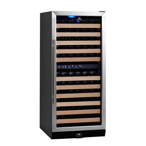KingsBottle 106-Bottle Capacity Black Dual Zone Cooling Built-In/Freestanding Wine Chiller