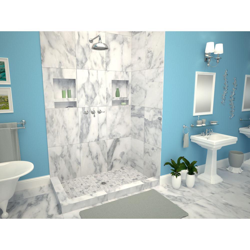 Redi Base 36 in. x 60 in. Double Threshold Shower Base with Center Drain and Polished Chrome Drain Plate - Super Arbor