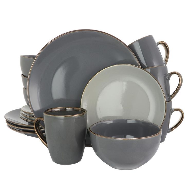 Tahitian Grand 16-Piece Casual Gray Stoneware Dinnerware Set (Service for 4)