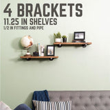 1/2 in. Black Pipe 12 in. L Wall Mounted Shelf Bracket Kit (4-Pack)