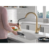 Lenta Touch Single-Handle Pull-Down Sprayer Kitchen Faucet with ShieldSpray Technology in Champagne Bronze - Super Arbor