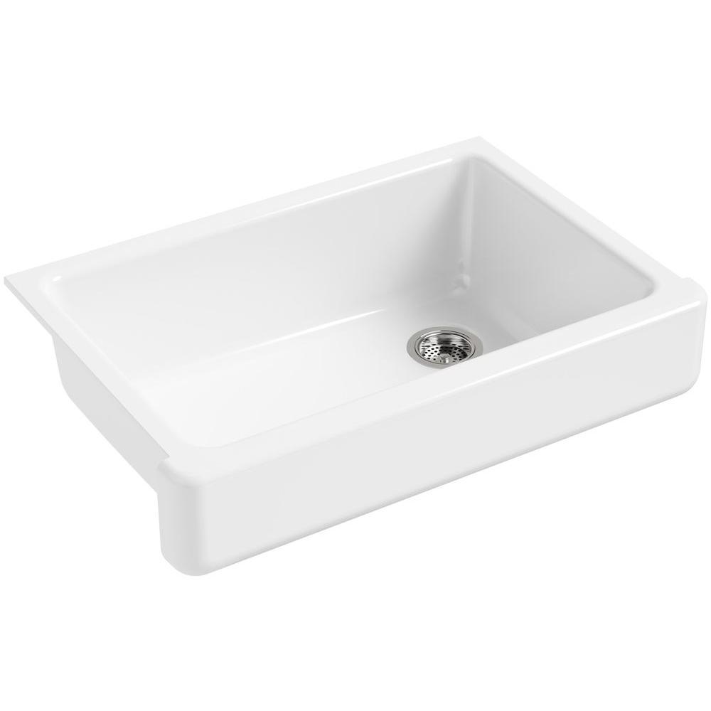 Whitehaven Farmhouse Undermount Self-Trimming Apron Front Cast Iron 36 in. Single Bowl Kitchen Sink in White - Super Arbor