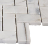 MSI Calacatta Cressa Herringbone 12 in. x 12 in. x 10 mm Honed Marble Mesh-Mounted Mosaic Tile (9.4 sq. ft. / case)
