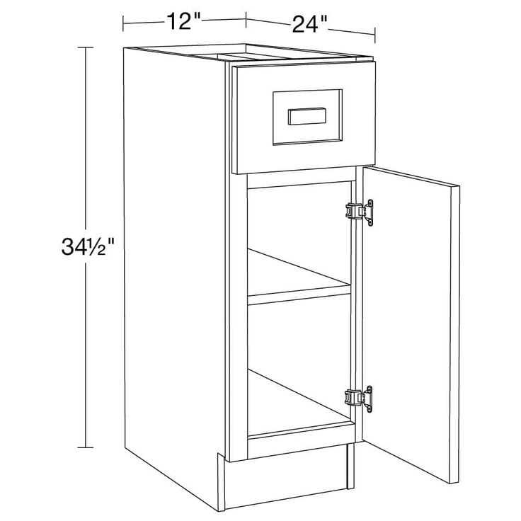 Home Decorators Collection Grayson 12 in. W x 24 in. D x 34.5 in. H Assembled Plywood Base Kitchen Cabinet in Pearl Gray with Soft Close RH