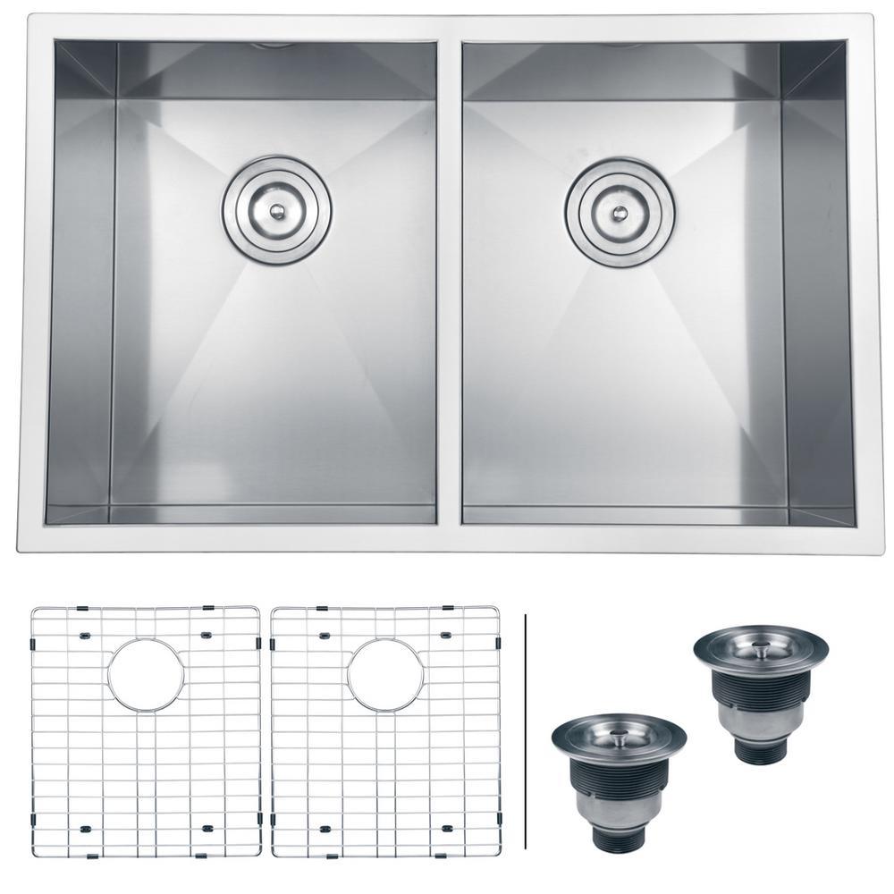 Undermount Stainless Steel 30 in. 16-Gauge 50/50 Double Bowl Kitchen Sink - Super Arbor