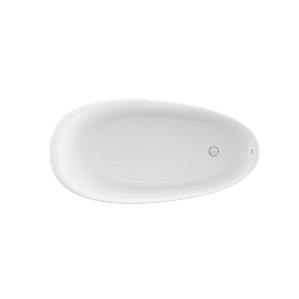Johanna 59 in. x 30 in. Acrylic Flatbottom Freestanding Soaking Bathtub in White - Super Arbor