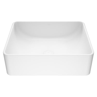 VIGO Amaryllis Handmade Matte Stone Rectangle Vessel Bathroom Sink in Matte White - Super Arbor