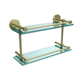 16 in. L x 8 in. H x 5 in. W 2-Tier Clear Glass Bathroom Shelf with Gallery Rail in Brushed Bronze - Super Arbor
