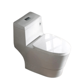WOODBRIDGE 1-Piece 1.28 GPF Dual-Flush Elongated Toilet in White with Chrome Button